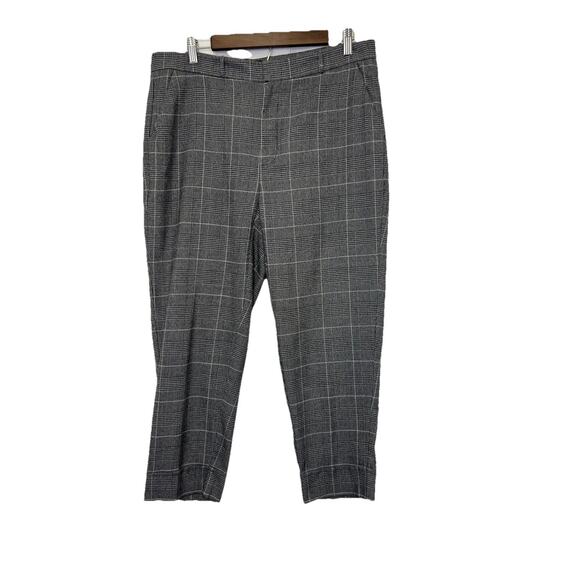 Ellos Women’s Size 12 Pull On Ankle Pants Gray Black Houndstooth Stretch Pockets - Picture 1 of 9